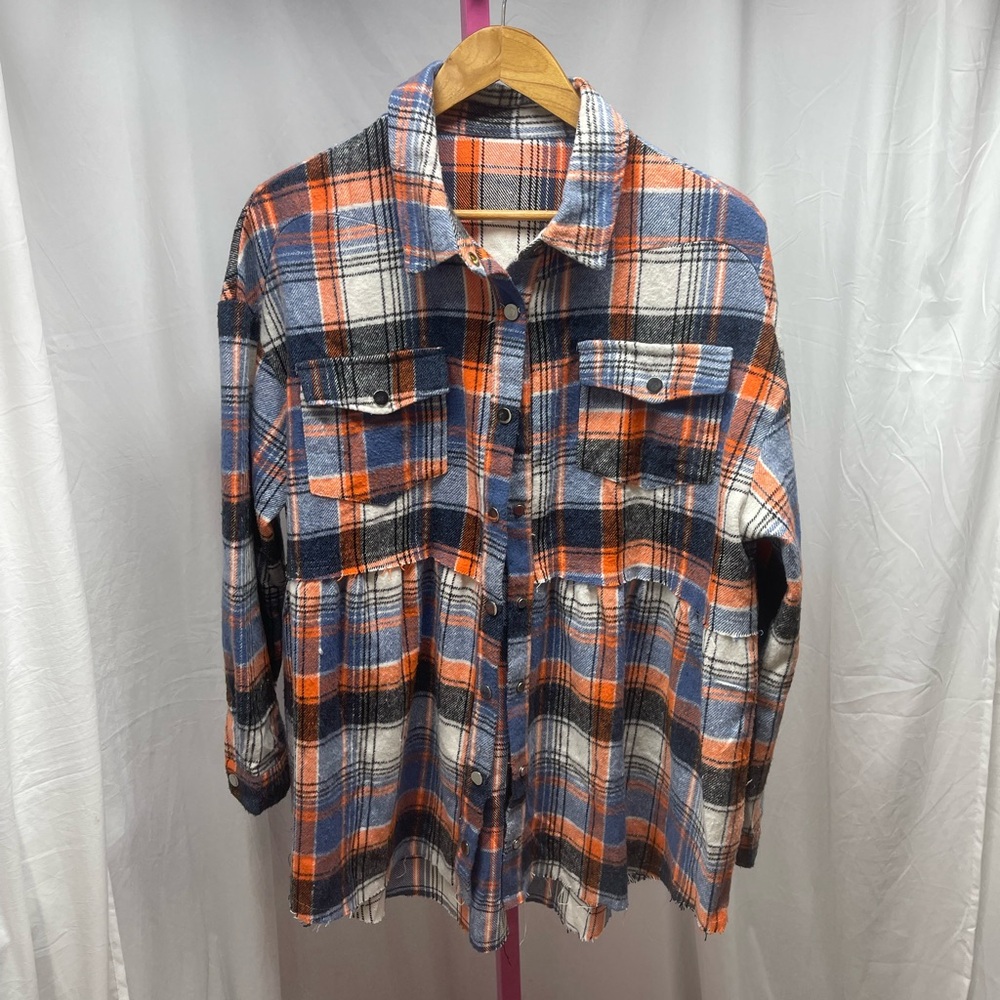 Plaid Babydoll Ruffle Shacket - Picture 3 of 3